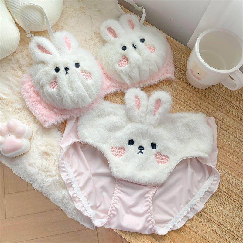 Cute-Bunny-Bra-Panty-Set-in-classic-white.jpg Cute Bunny Bra Panty Set in classic - Image 1