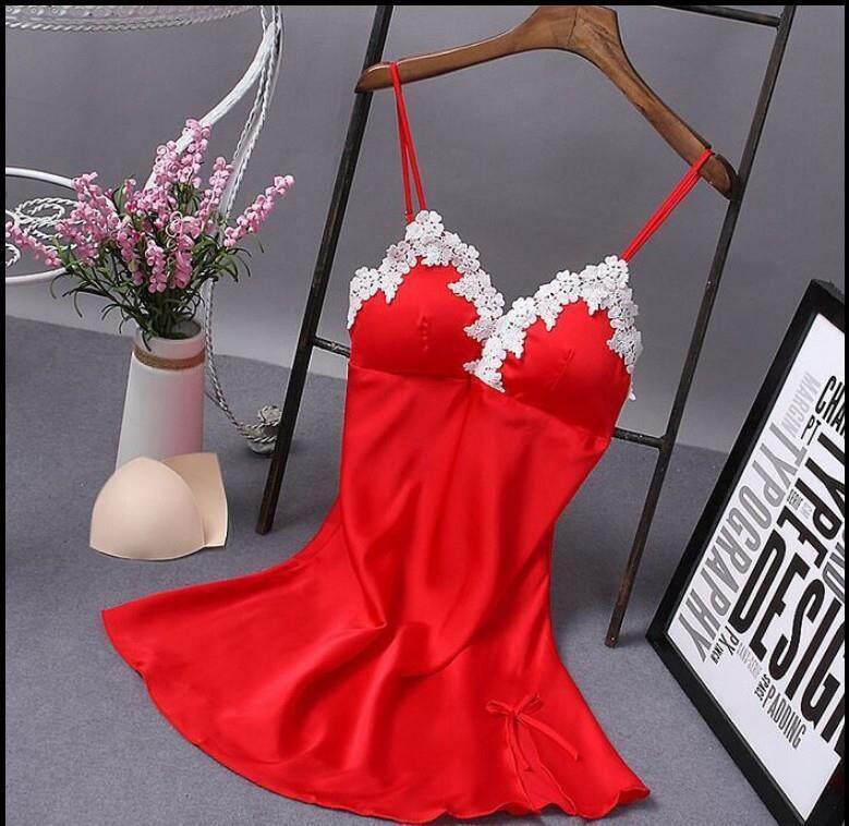 O1CN01gWe3XD1xUmWe9RuXQ_!!2220755276447-0-cib Women's Luxurious Satin Nightgown with Scalloped Floral Lace Trim - Image 1